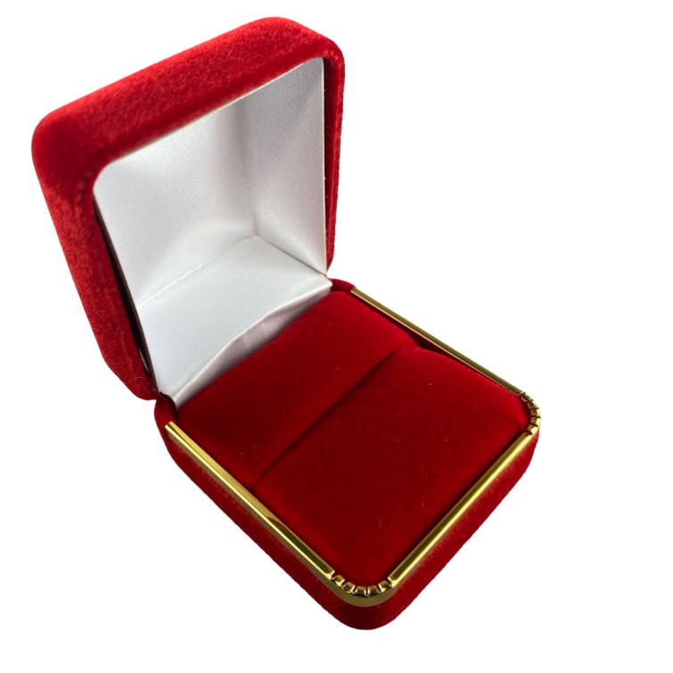 Red Velvet with Gold Rim Ring Box